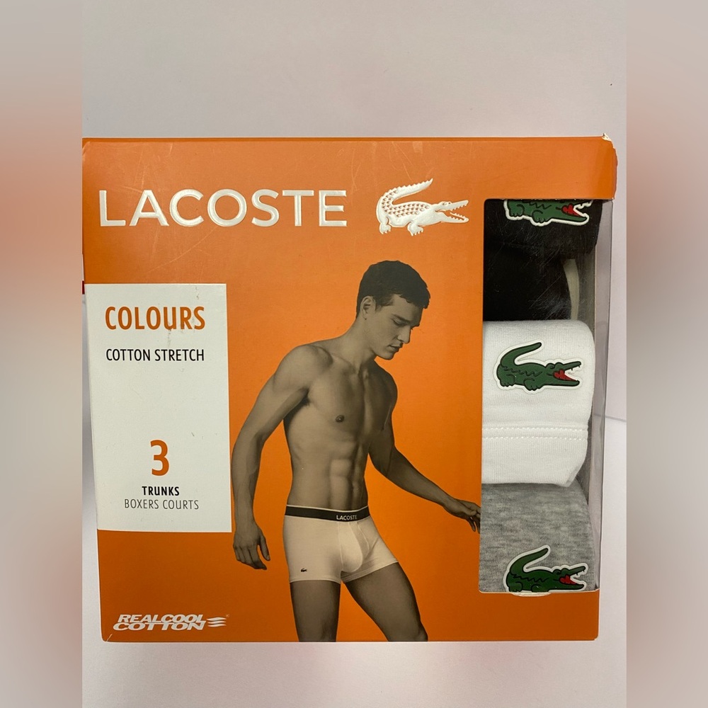 Lacoste Cotton blend Stretch 3 Trunks boxers - Black, White, Gray size XL